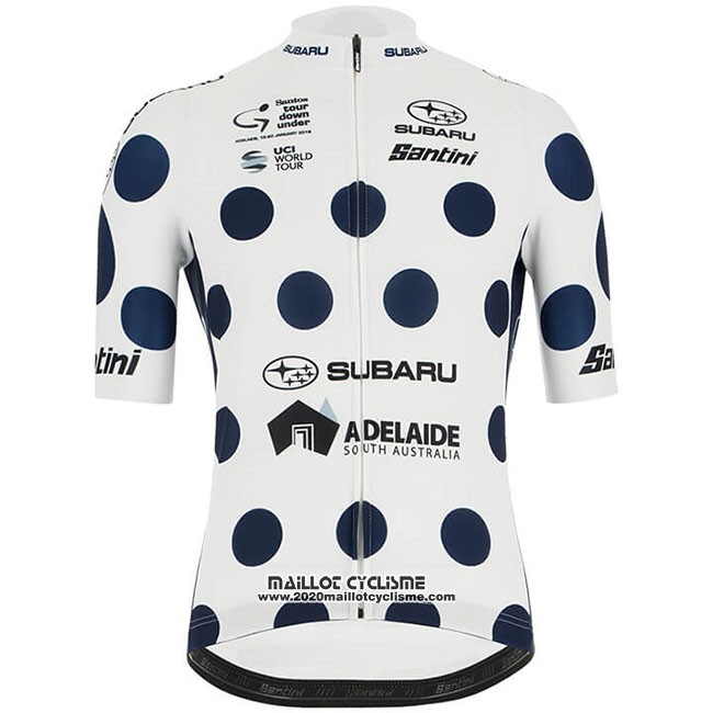 2019 Maillot Ciclismo Tour Down Under Bleu Blanc Manches Courtes et Cuissard